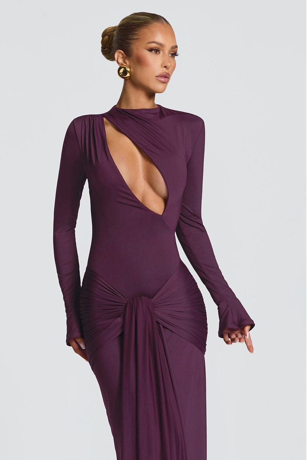 Jersey Cut-Out Tie-Up Maxi Dress