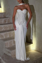 Sequin Off-Shoulder Sweetheart Neck Maxi Dress