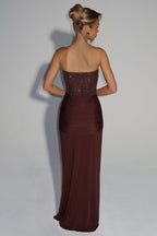 Sequin Off-Shoulder Sweetheart Neck Maxi Dress