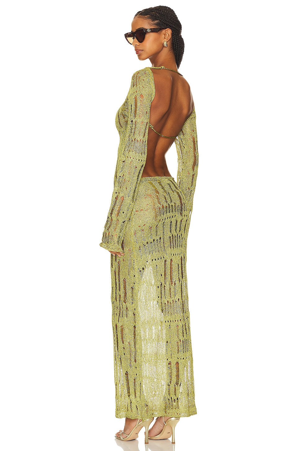 Crochet Cut-Out Backless Maxi Dress