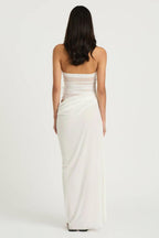 3D Flower Mesh Cut-Out Maxi Dress