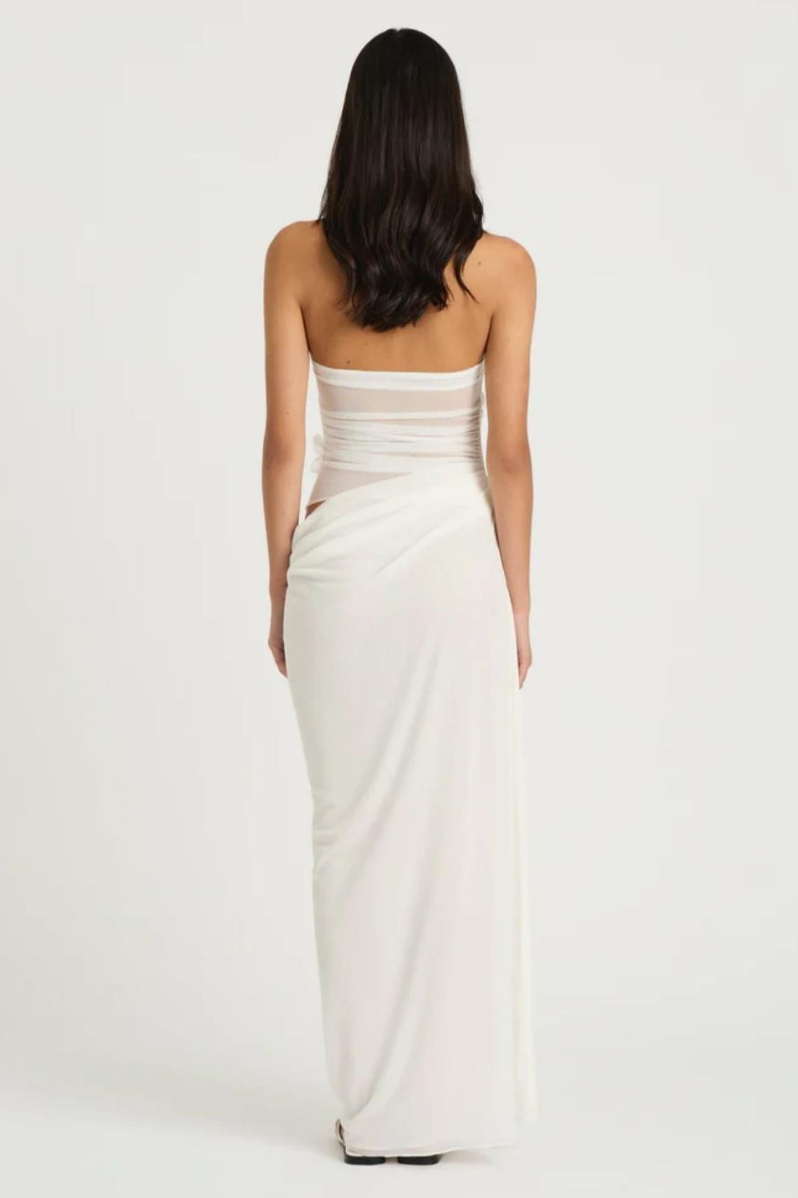 3D Flower Mesh Cut-Out Maxi Dress