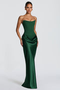 Jersey Splicing Satin Tie-Up Maxi Dress