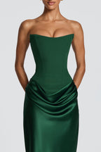 Jersey Splicing Satin Tie-Up Maxi Dress