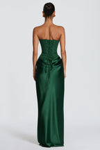 Jersey Splicing Satin Tie-Up Maxi Dress