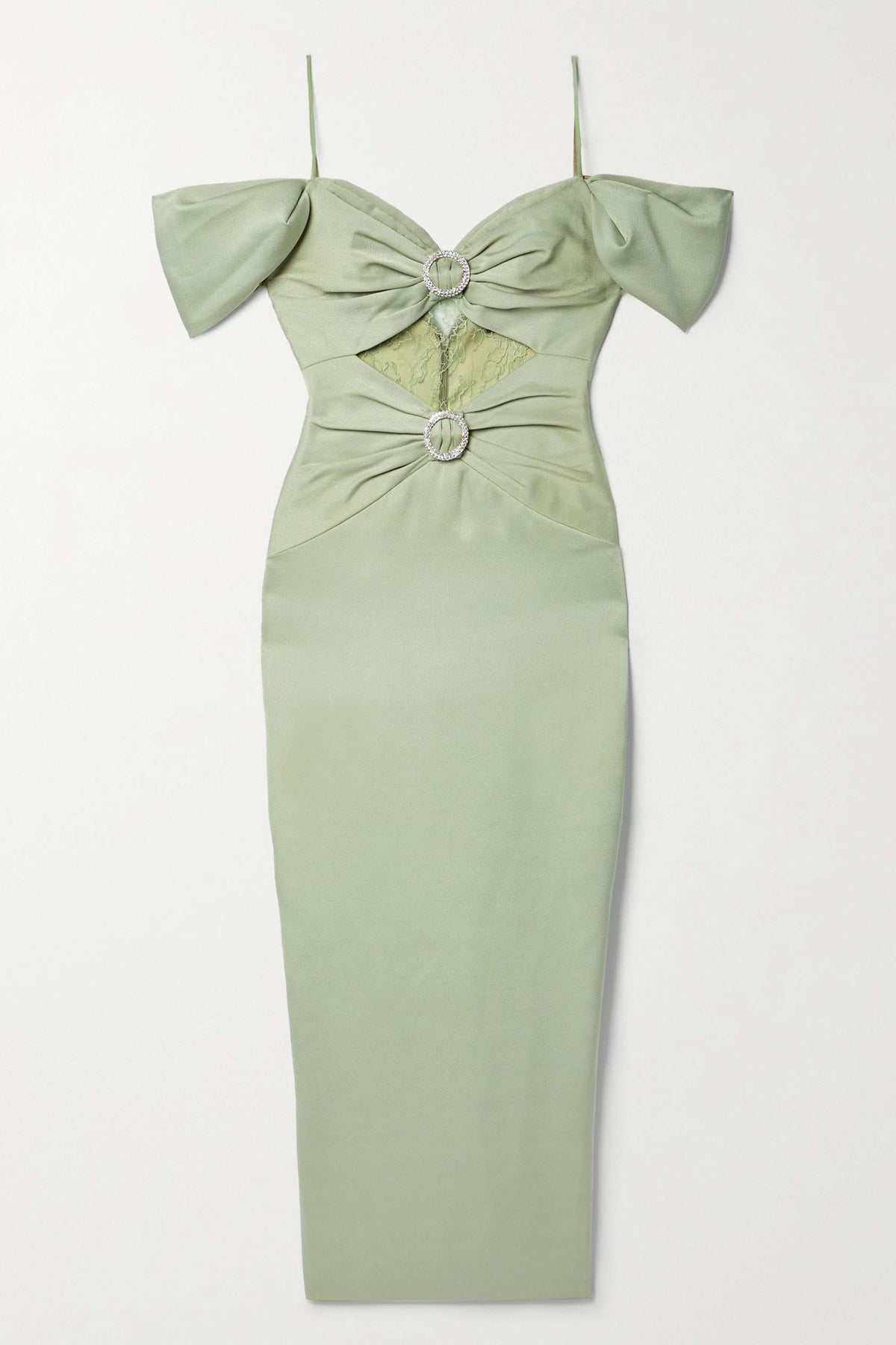 Satin Splicing Jersey Gathering Midi Dress