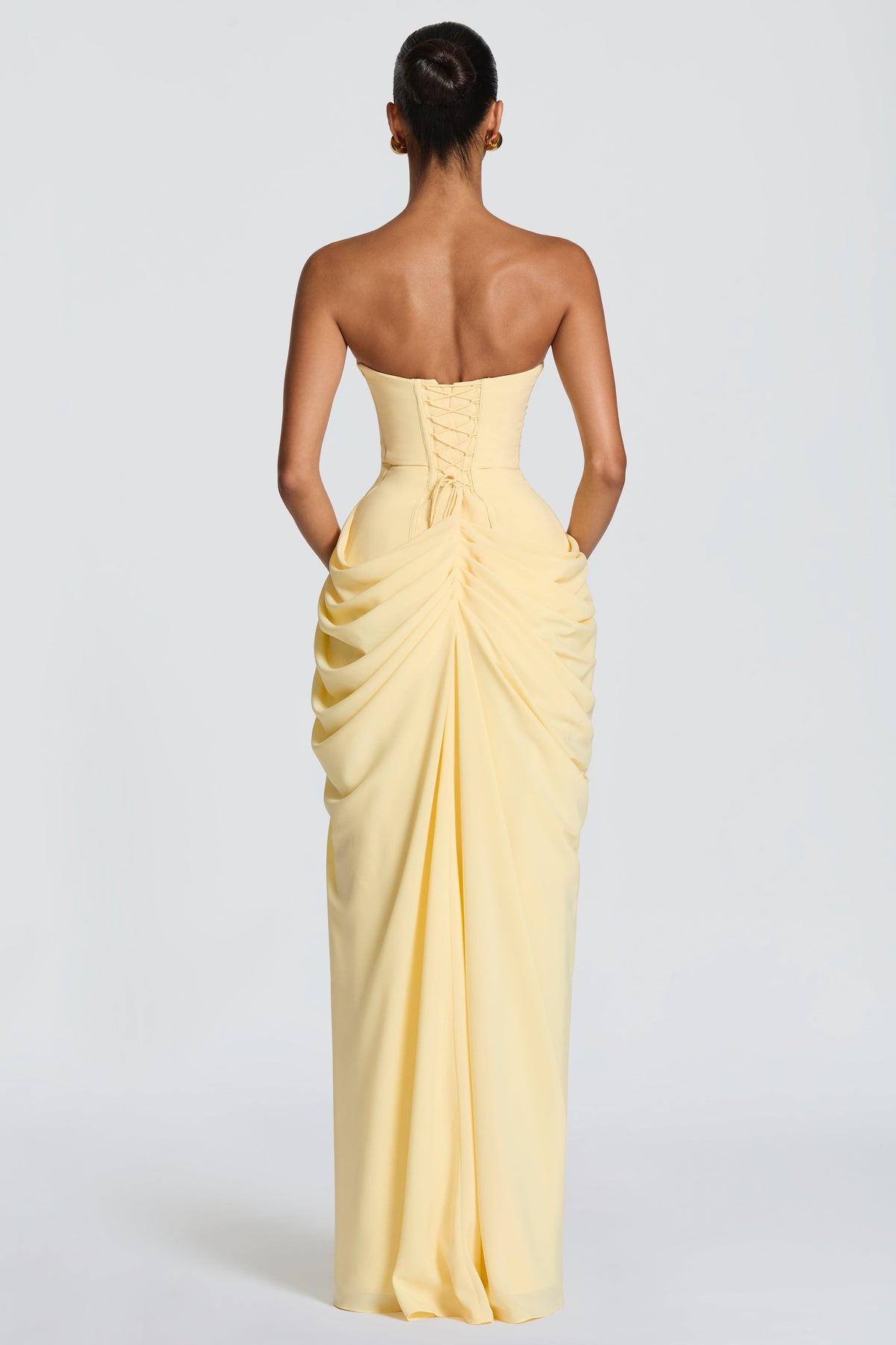 Strapless Gathering Corset Maxi Dress