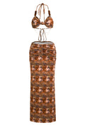 Abstract Print Beaded Tie-Up Maxi Dress