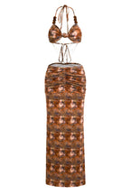 Abstract Print Beaded Tie-Up Maxi Dress