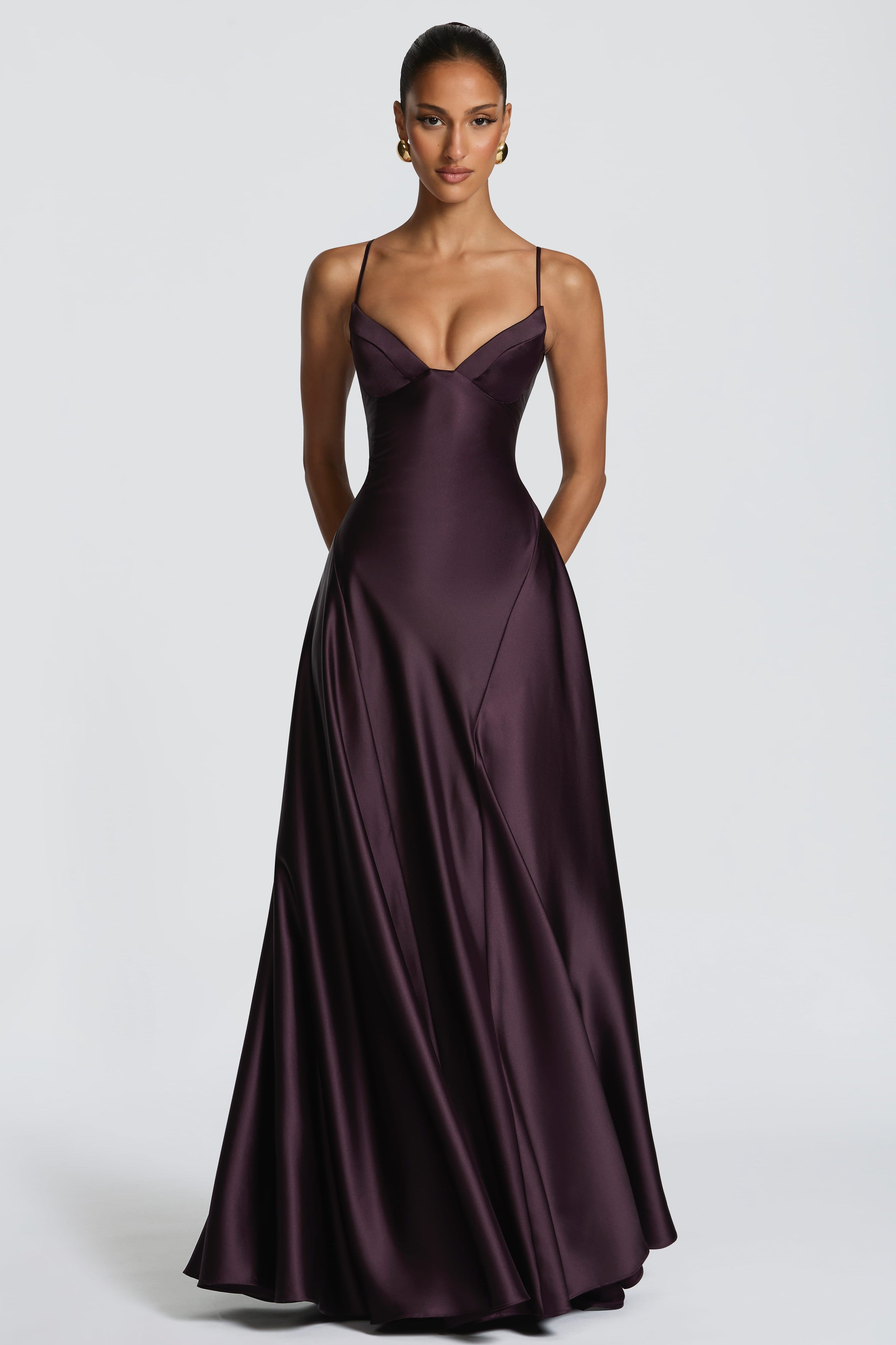 Satin Tie-Up Slip Maxi Dress