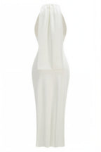 Jersey Metal Decorations Halter Neck Midi Dress