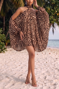 Animal Print Halter Neck Top & High Waist Shorts Set