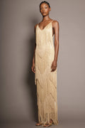 Fringe Tiered V-Neck Cami Maxi Dress