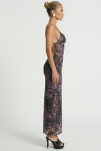 Knitted Leopard Print Open Back Midi Dress