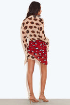Animal Print Single Breasted Shirt Collar Mini Dress