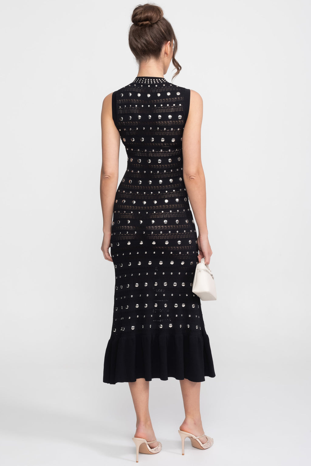 Knit Metal Decorations Sleeveless Midi Dress