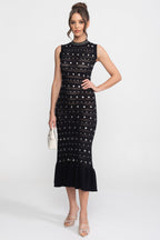 Knit Metal Decorations Sleeveless Midi Dress