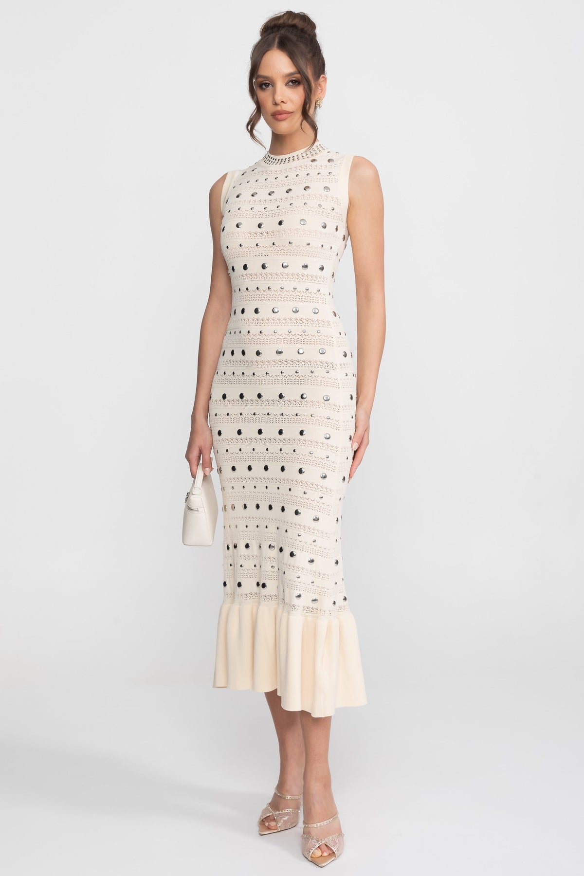 Knit Metal Decorations Sleeveless Midi Dress