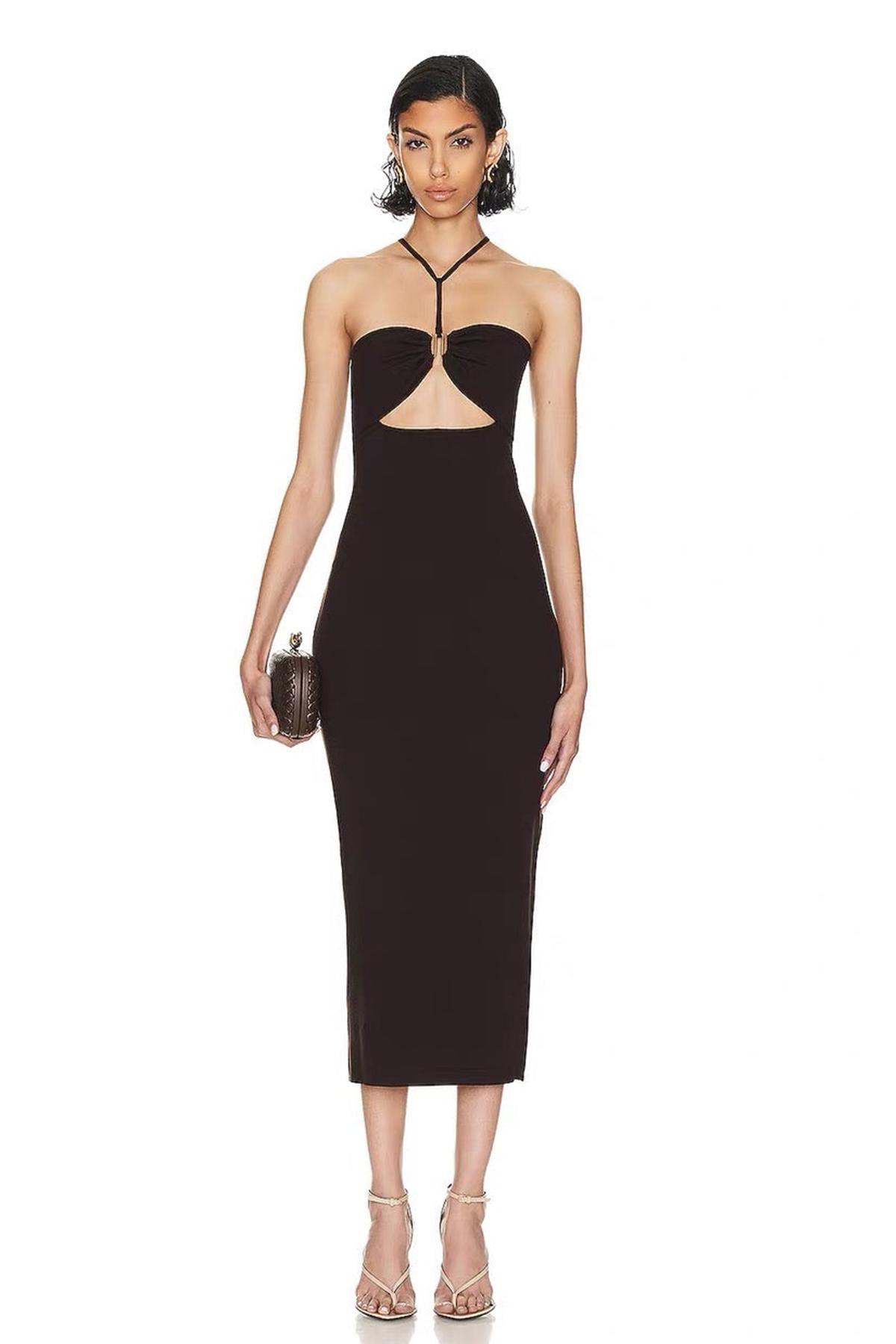 Bandage Halter Neck Cut-Out Midi Dress