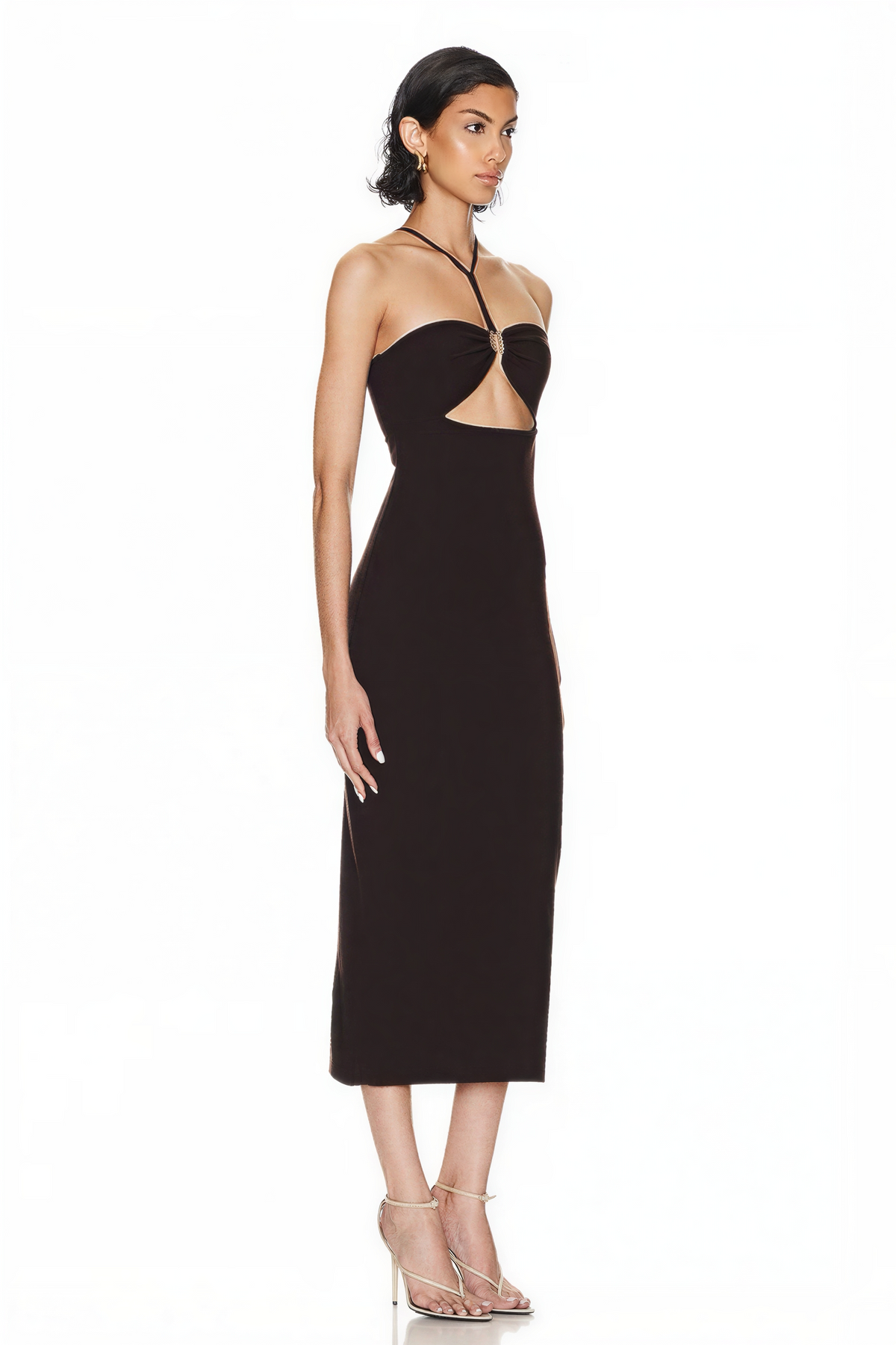 Bandage Halter Neck Cut-Out Midi Dress