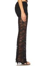 Lace See-Through Halter Neck Top & Gathering Pants Set