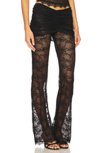 Lace See-Through Halter Neck Top & Gathering Pants Set
