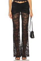 Lace See-Through Halter Neck Top & Gathering Pants Set