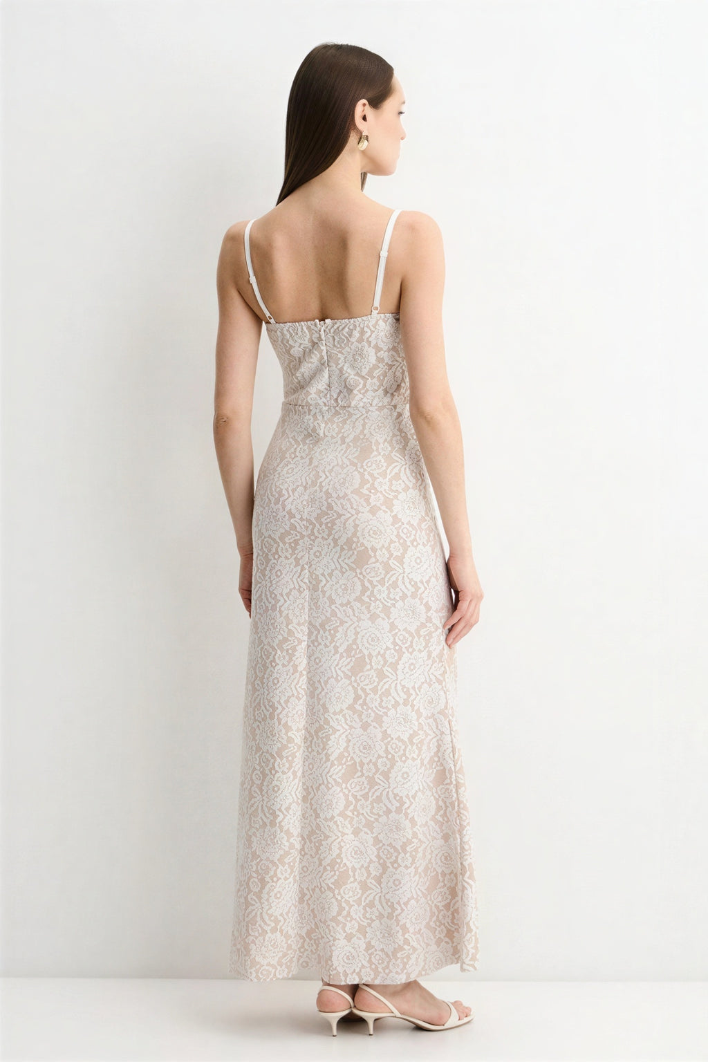 Lace Bow Slip Midi Dress