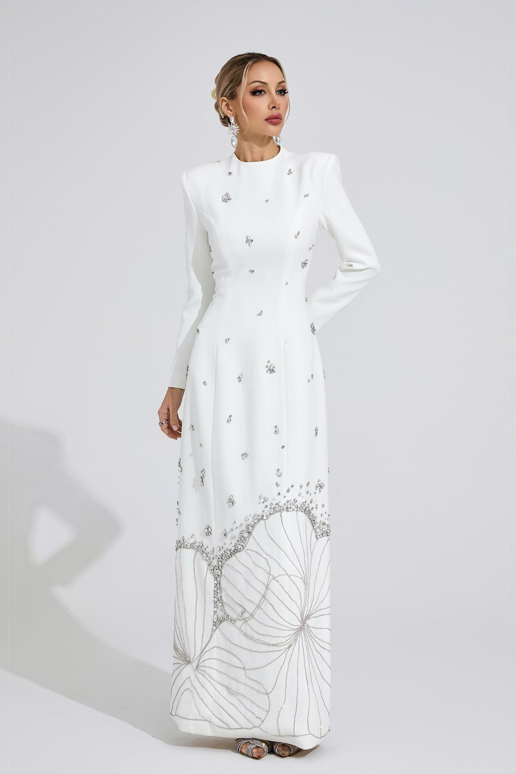 Gyrala White Diamond Maxi Dress