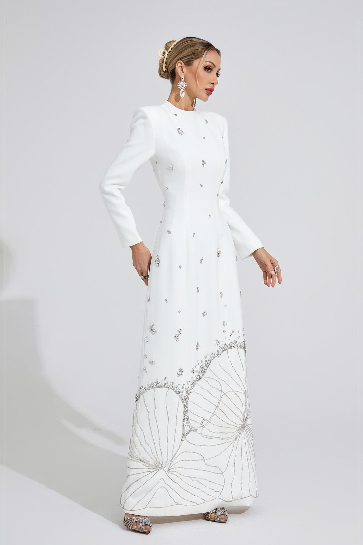 Gyrala White Diamond Maxi Dress