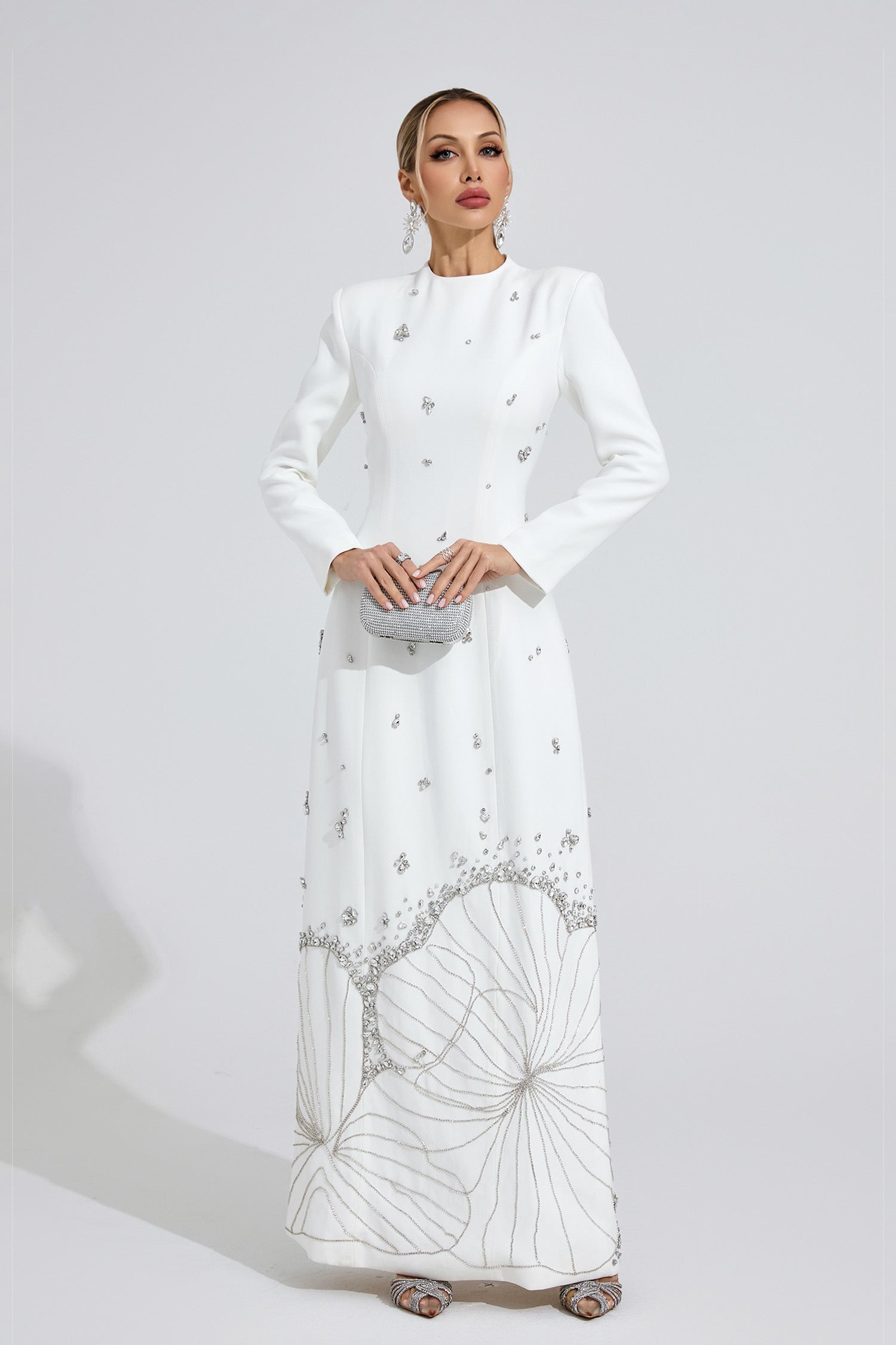 Gyrala White Diamond Maxi Dress