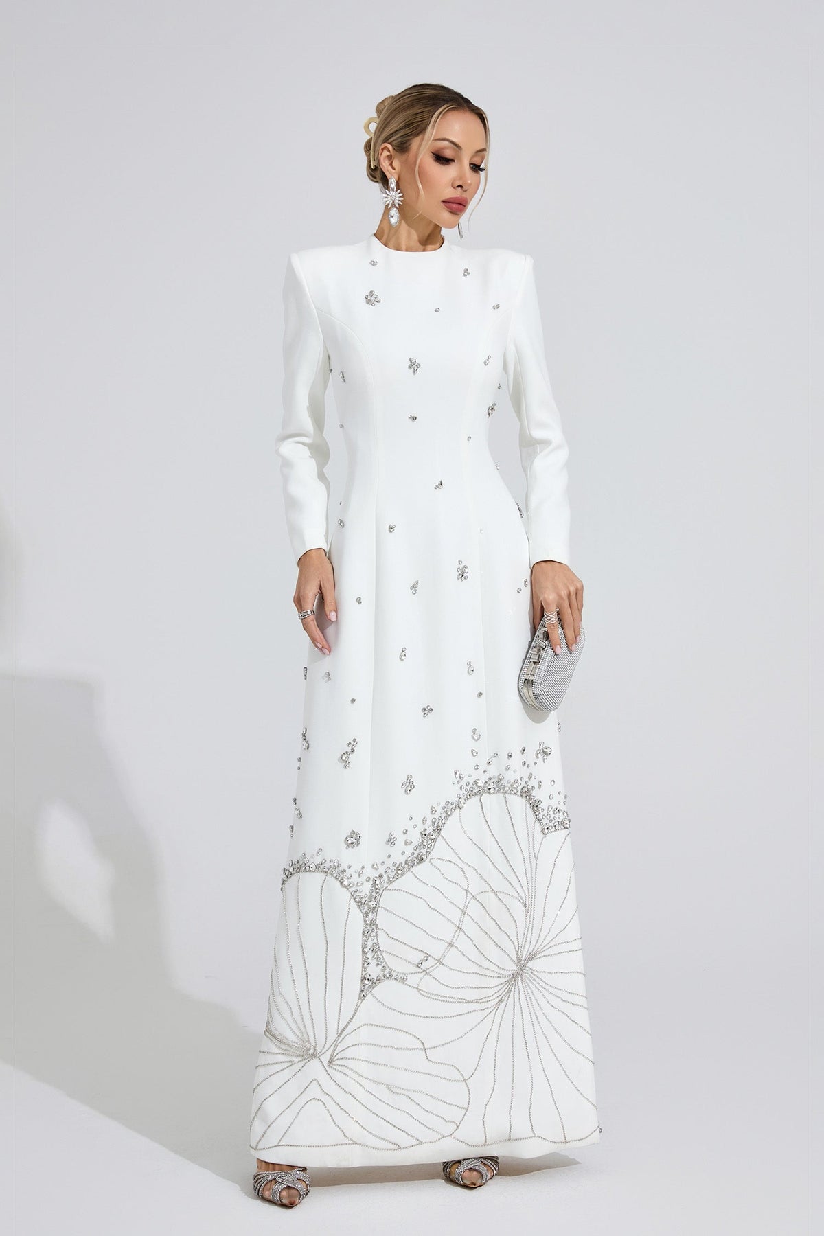 Gyrala White Diamond Maxi Dress