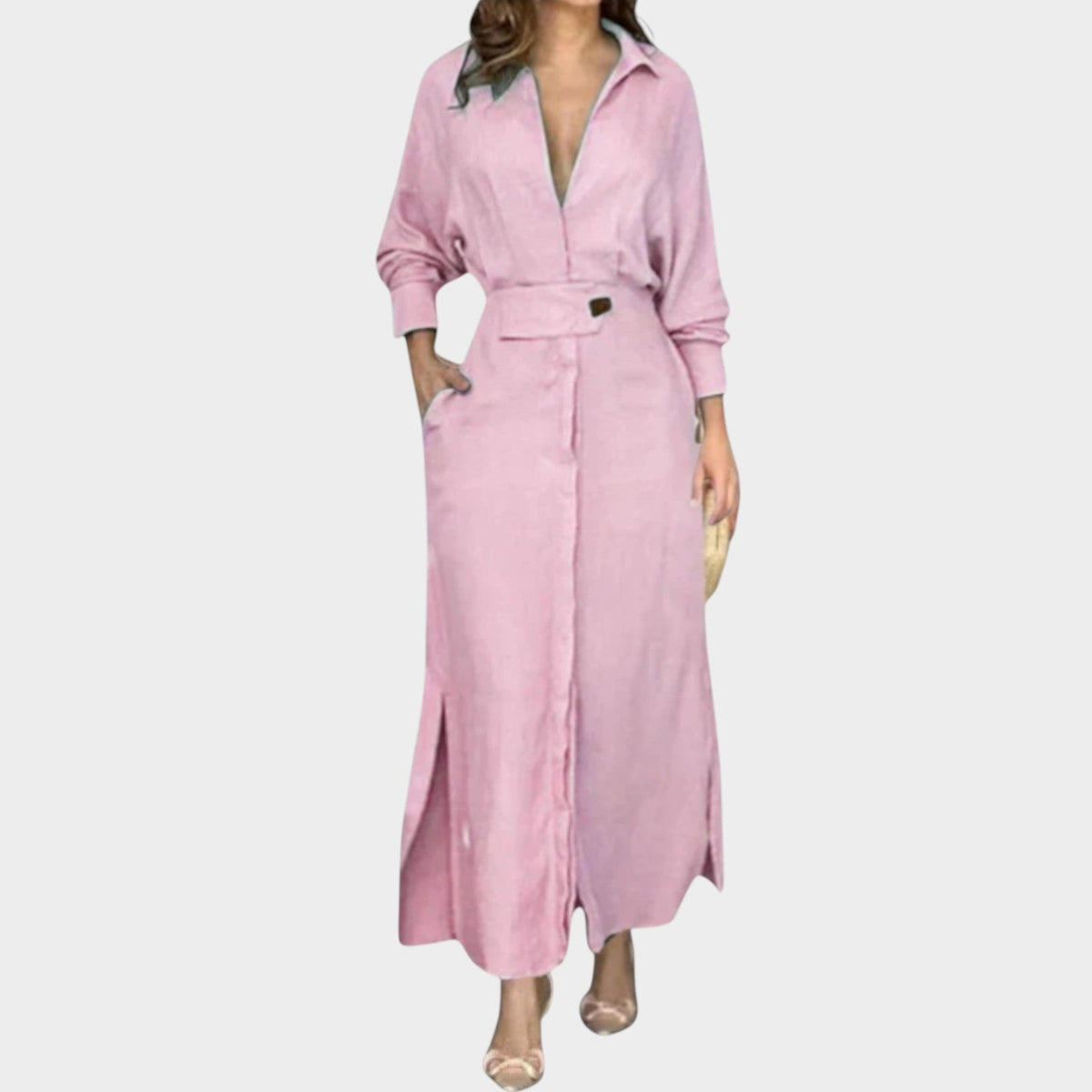 Aisha | Shirt Maxi Dress with Belted Waist