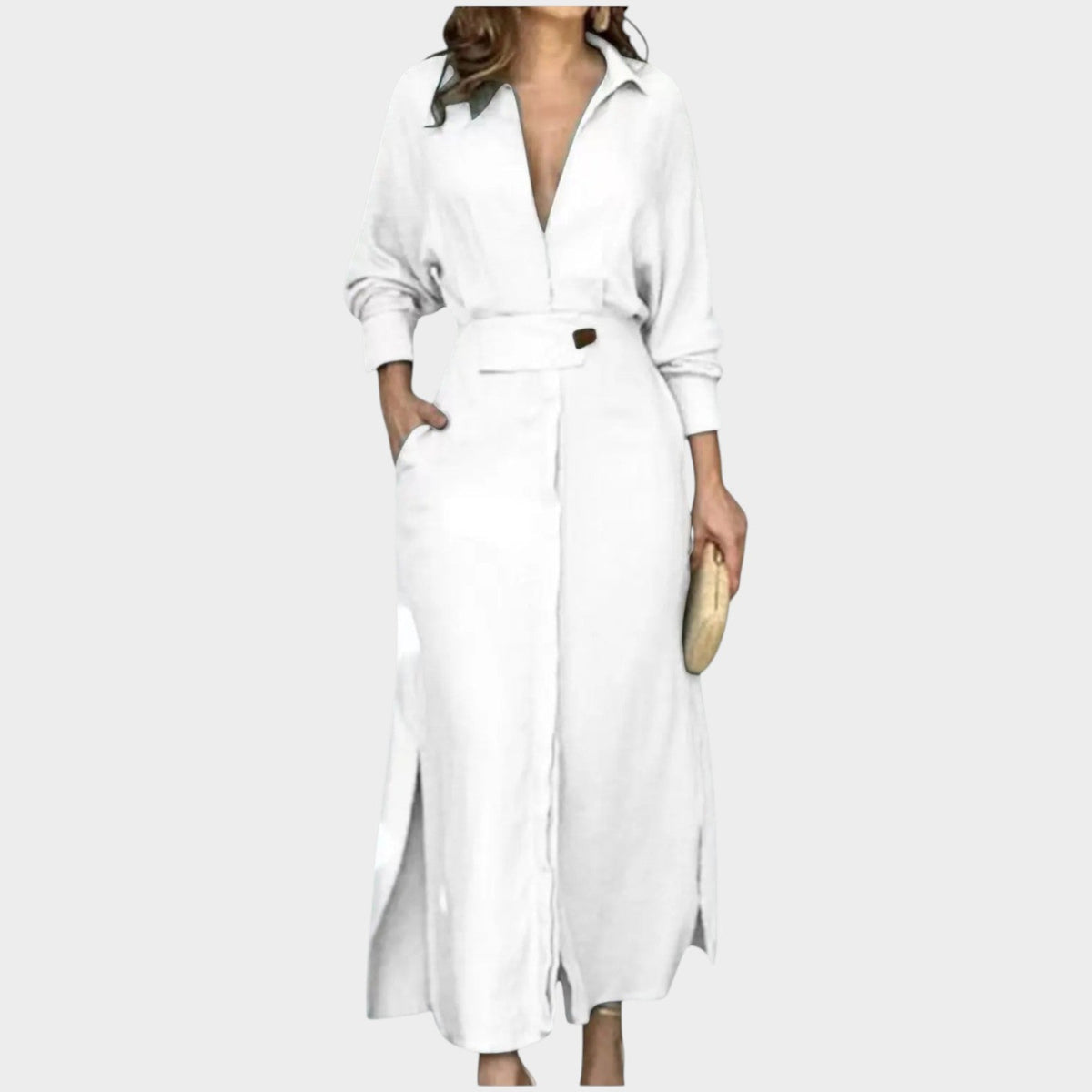 Aisha | Shirt Maxi Dress with Belted Waist