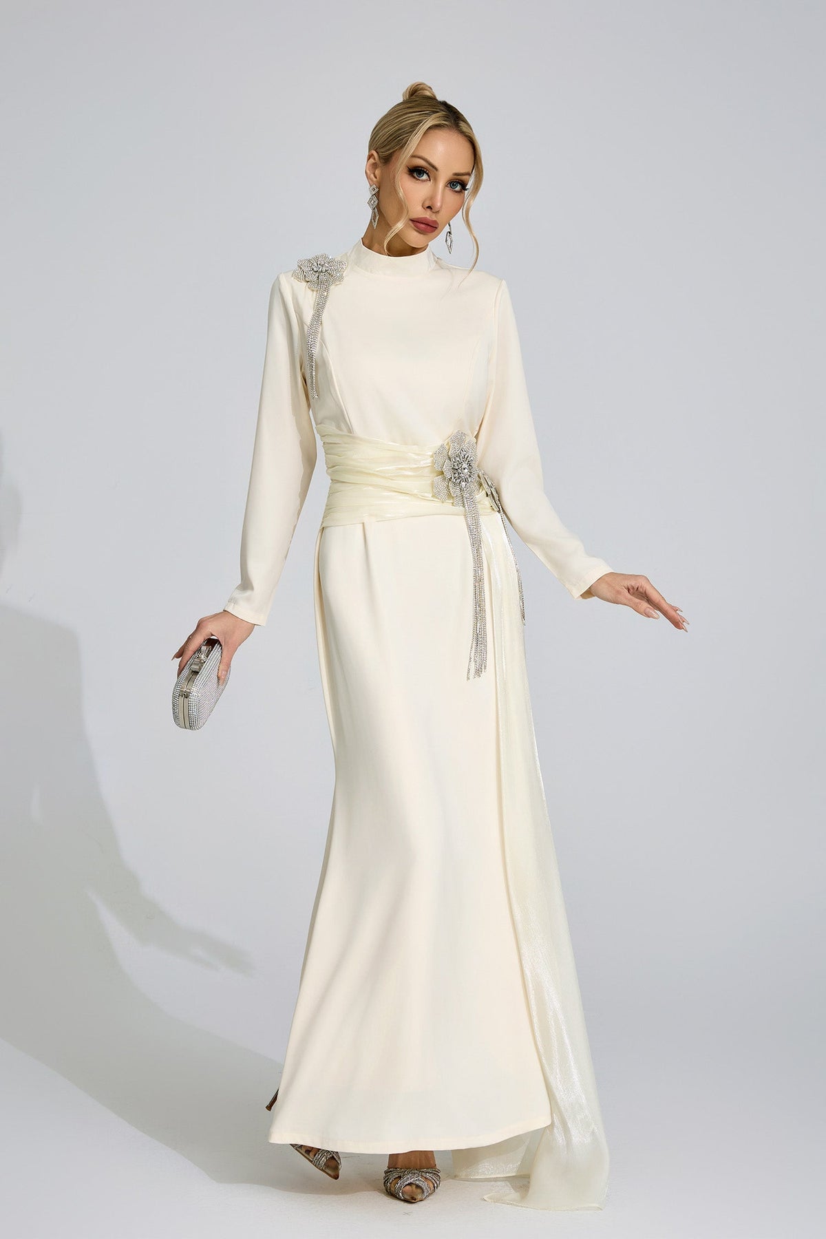 Veyloran Ivory Tassel Maxi Dress