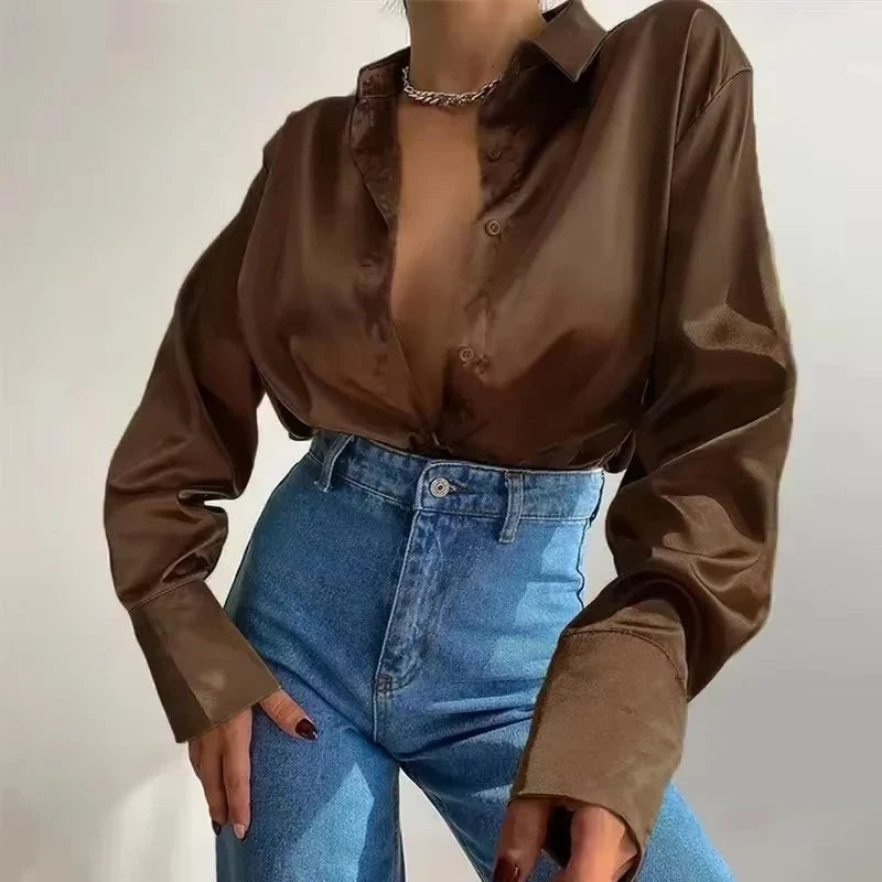 Alara - Satin Button-Up Shirt