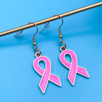 Breast Cancer Awareness Ribbon Alloy Hook Earrings