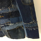 Men's Denim Colorblock Patchwork Splicing Deconstructed Heavy Industry Cowboy Jean Blazer