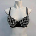 Black Leather Silver Spiked Stud Steampunk Bra