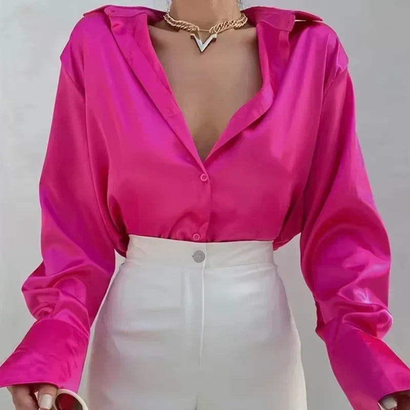 Alara - Satin Button-Up Shirt