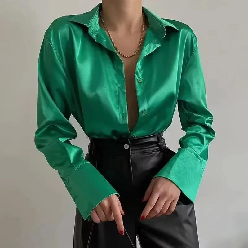 Alara - Satin Button-Up Shirt