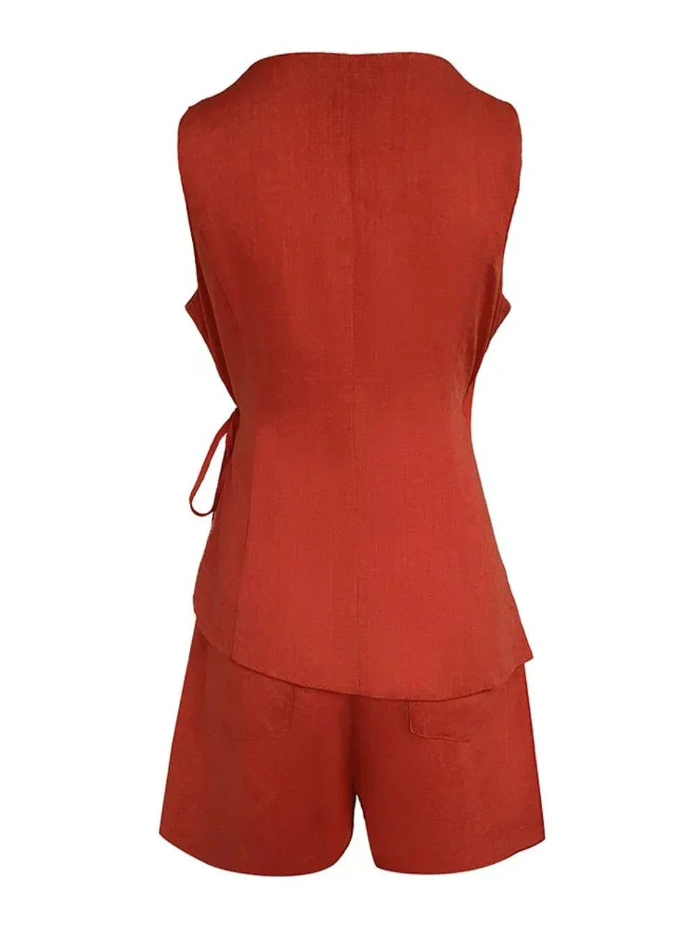 Aaliyah Linen V-neck Top and Shorts Set