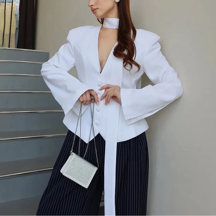 Rynelle - Structured Blazer with Scarf Detail