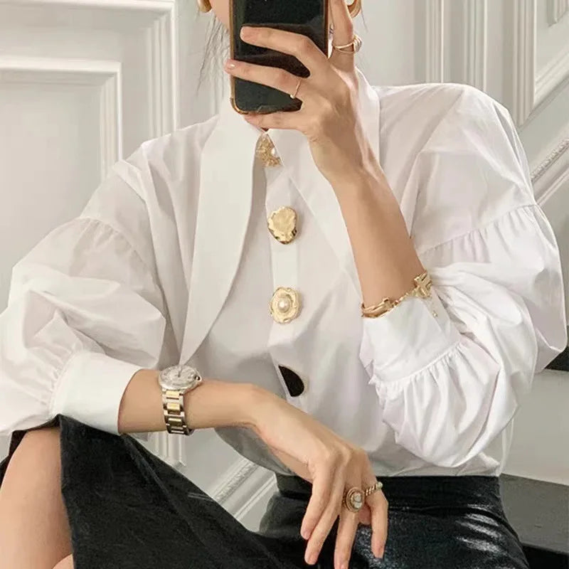 Bellamy - Statement Collar Button Detail Blouse