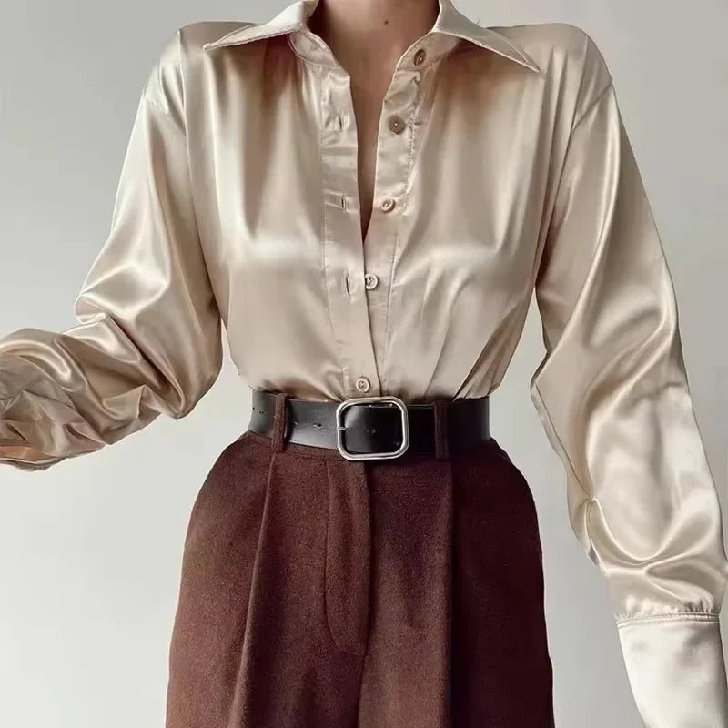 Alara - Satin Button-Up Shirt