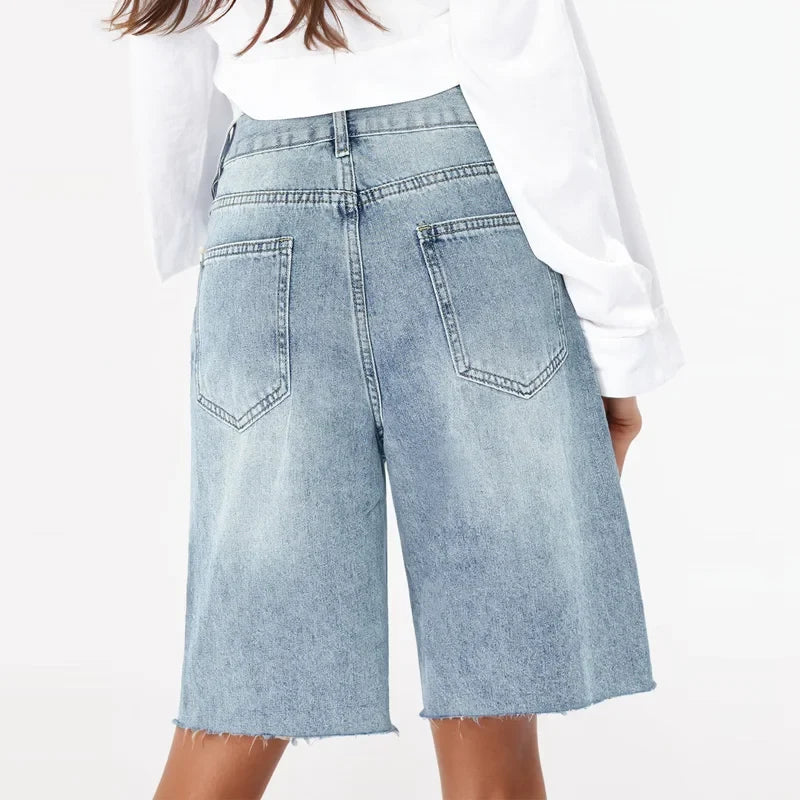 Zaylina – Distressed Denim Bermuda Shorts