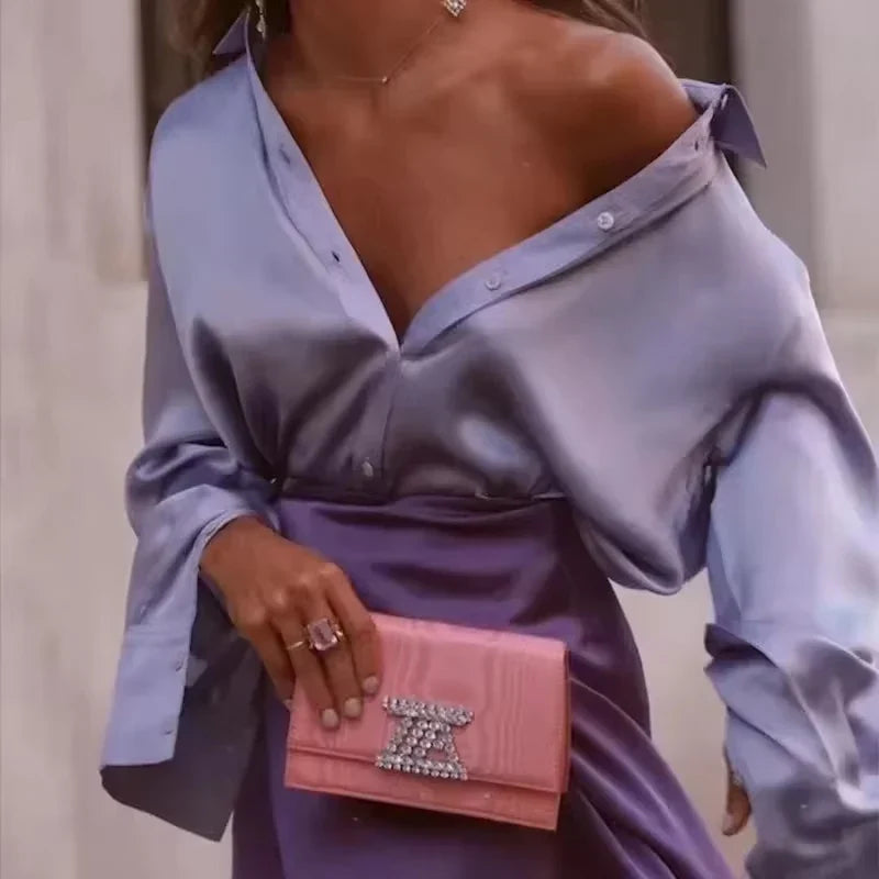 Alara - Satin Button-Up Shirt