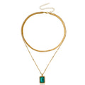 Imitation Gemstone Pendant Double-layer Necklace