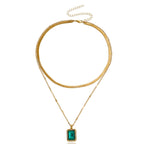 Imitation Gemstone Pendant Double-layer Necklace
