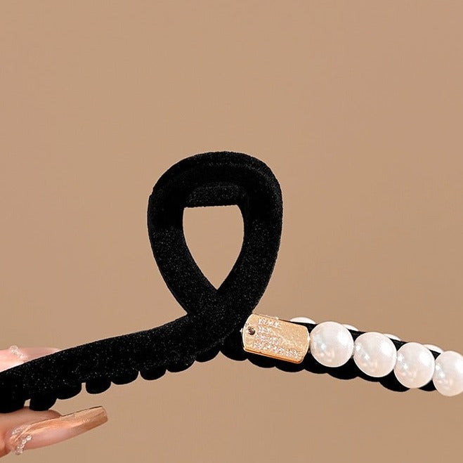 Beaded Black Velvet Hair Claw